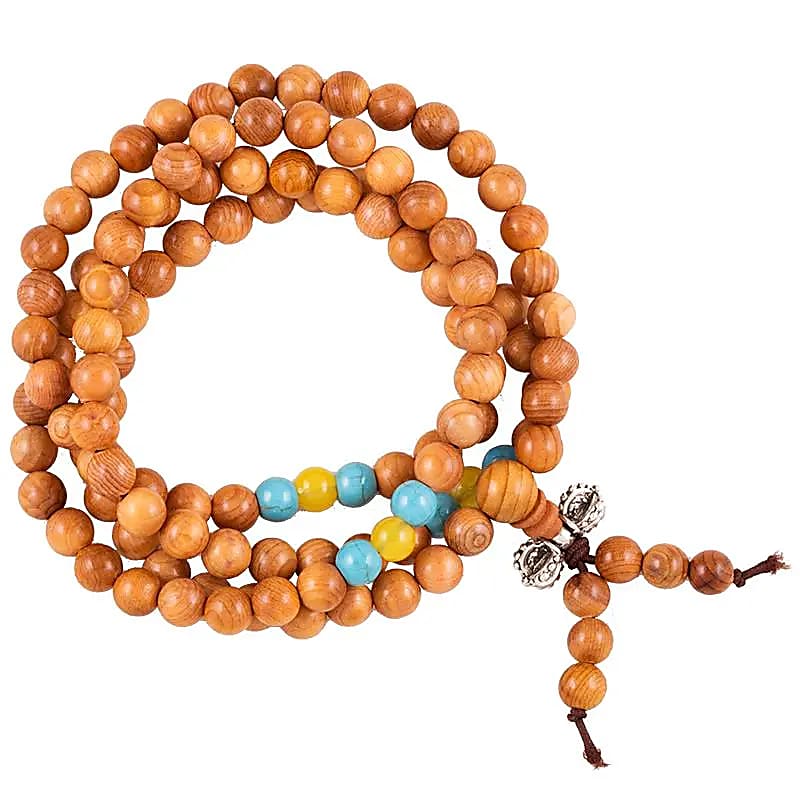 Mala bois élastique perles ornementales et dorje