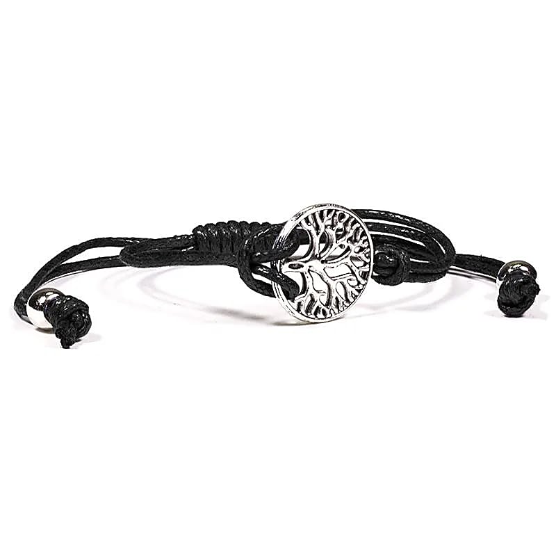 Pulsera Árbol de la vida negra regulable