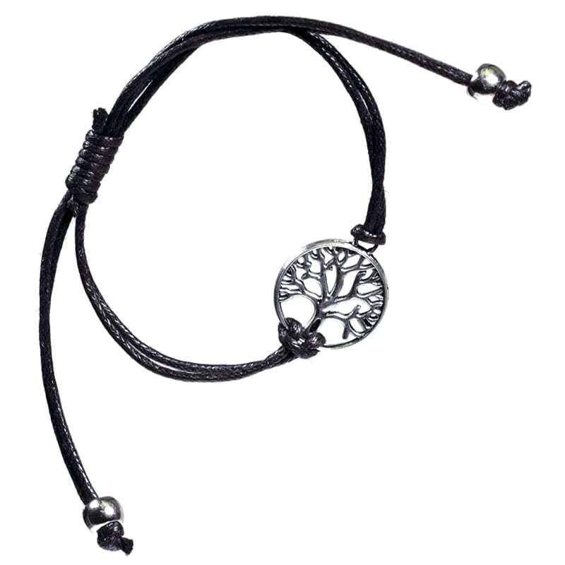 Pulsera Árbol de la vida negra regulable