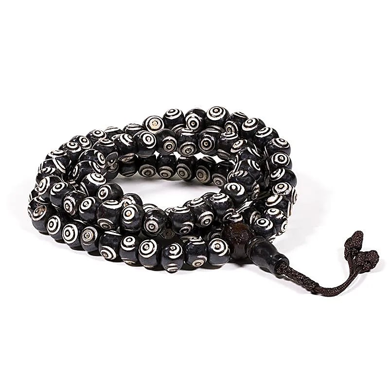 Mala os noir et blanc 108 perles et guru perle