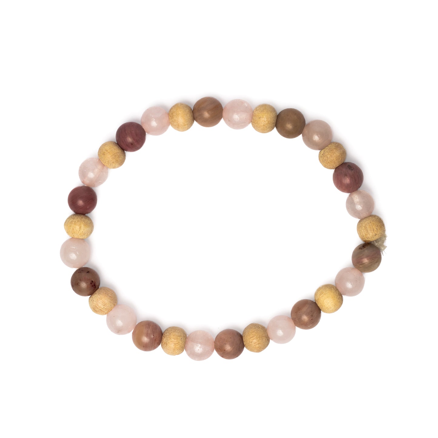 Bracelet thulite, quartz rose et tulsi