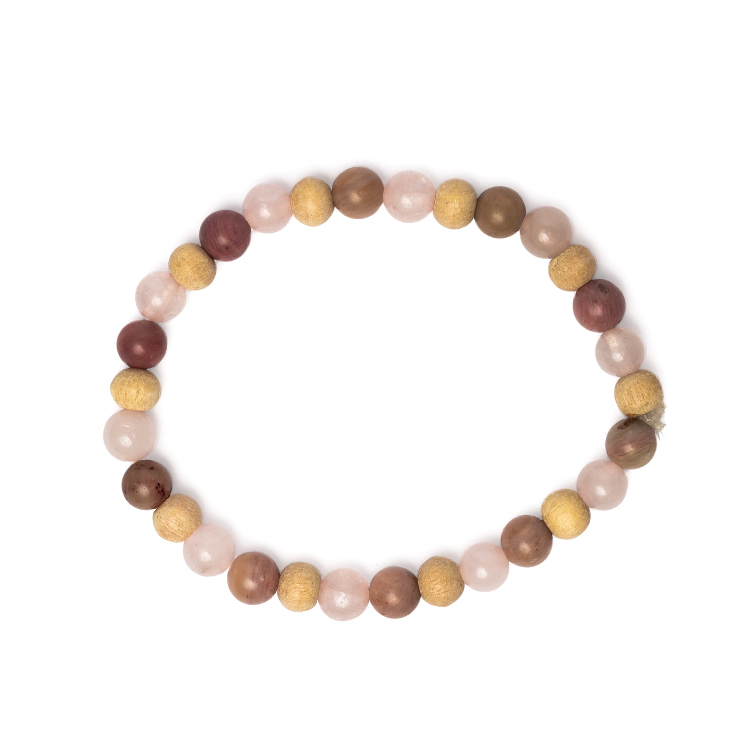Bracelet thulite, quartz rose et tulsi de gros