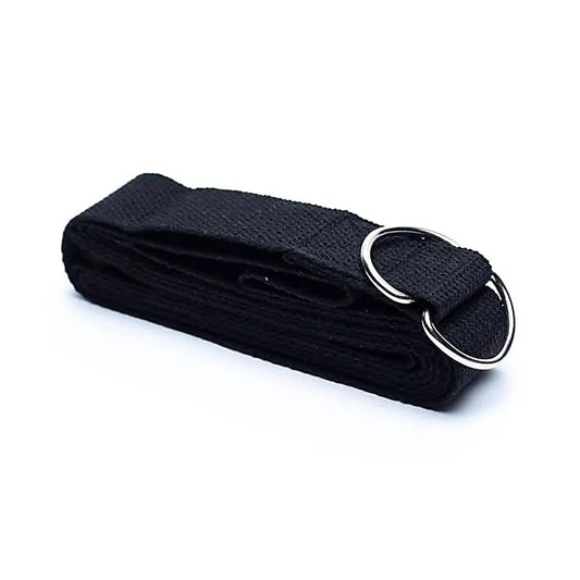 Cintura per yoga con anello a D in cotone nero