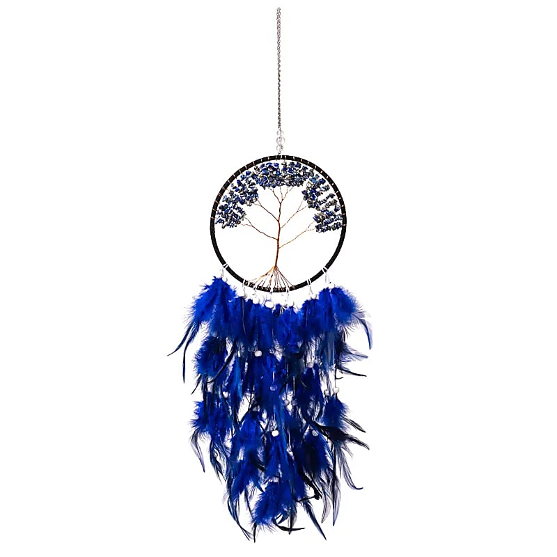 Capteur de rêves Arbre de Vie lapis-lazuli Plume