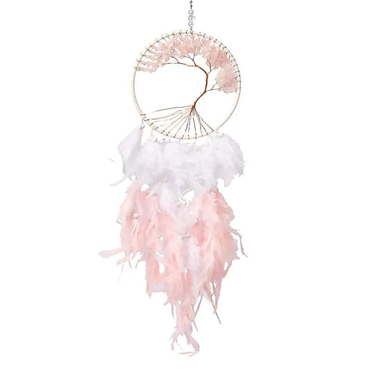 Atrapasueños Árbol de la Vida cuarzo rosa
