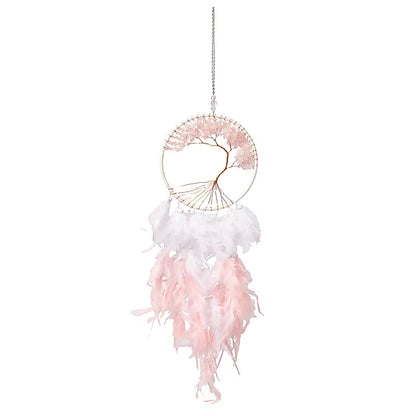 Dreamcatcher Tree of Life rose quartz Feather thumb