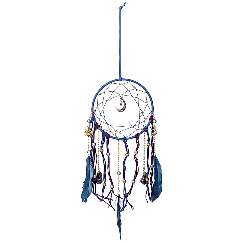 Atrapasueños luna con amatista rodada – ±16x45cm	