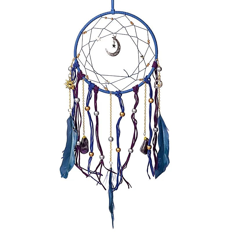 Atrapasueños luna con amatista rodada – ±16x45cm	