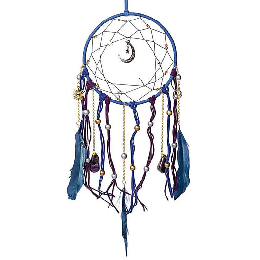 Atrapasueños luna con amatista rodada – ±16x45cm	