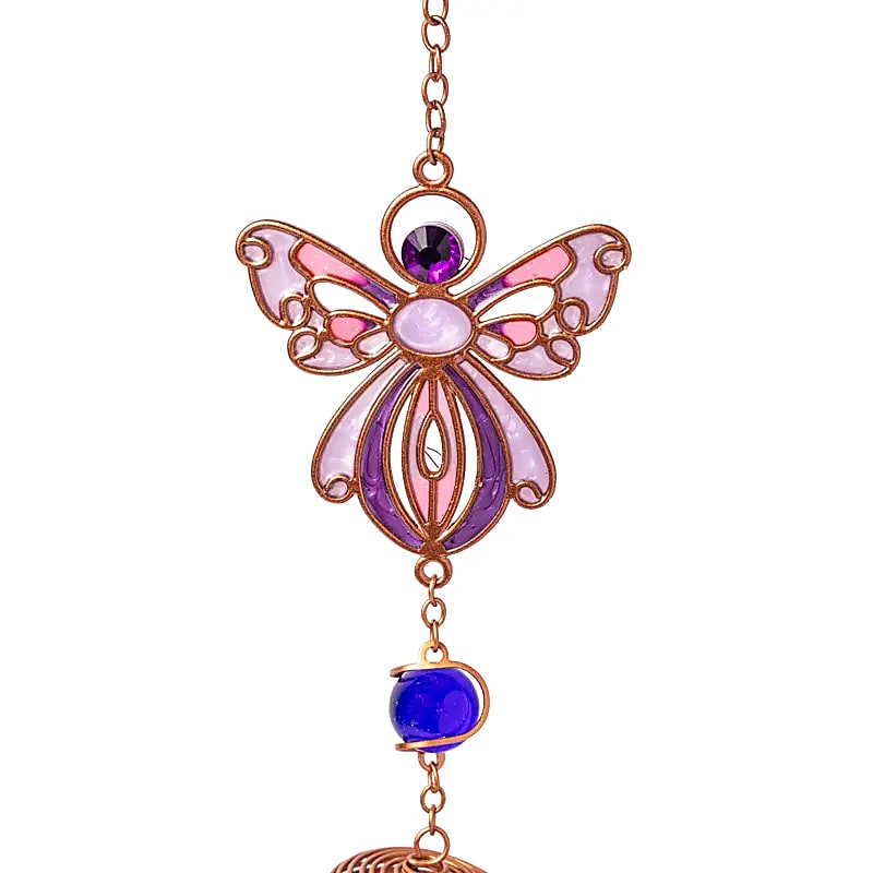 Carillon ange rose Verre|Métal
