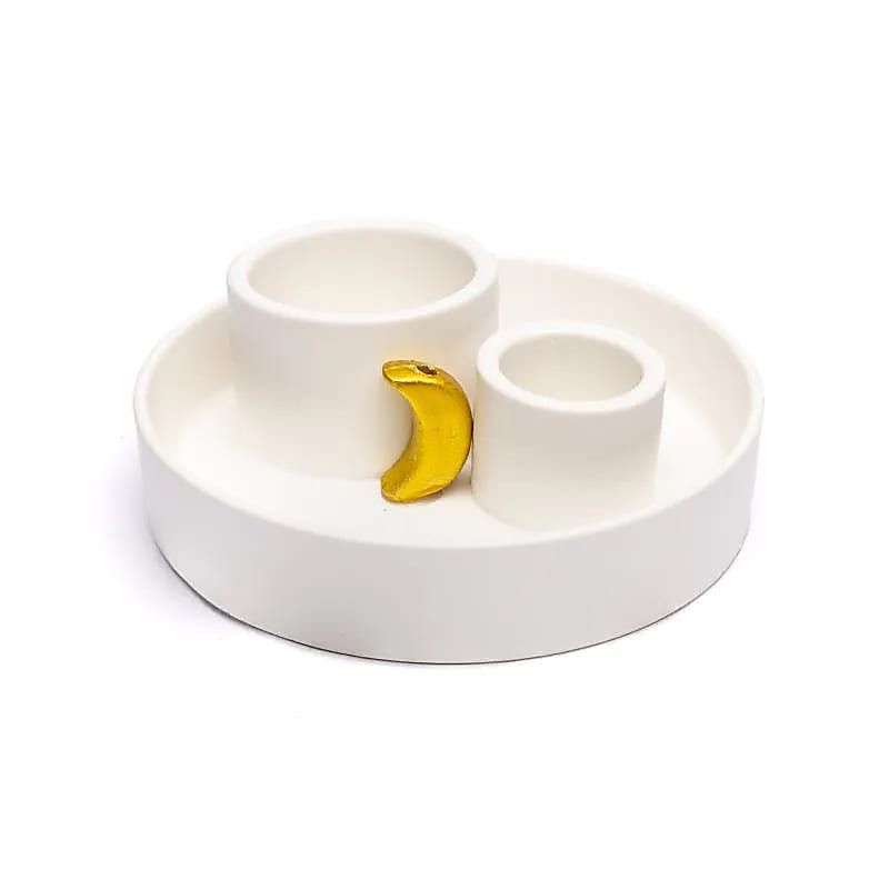 Brûleur en céramique Palo Santo, smudge et encens lune blanc