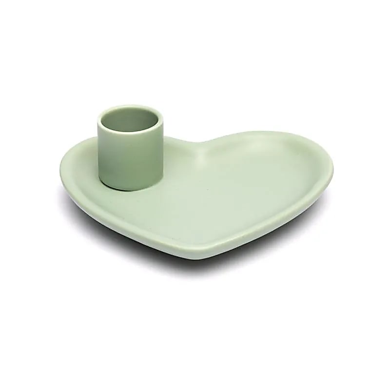 Coupelle à smudge et brûleur Palo Santo en céramique cœur vert pastel