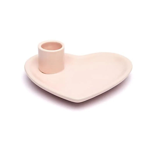 Ceramic smudging dish and Palo Santo burner heart-shaped pastel pink