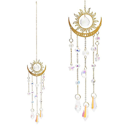 Suncatcher sun and half moon with crystal glass thumb