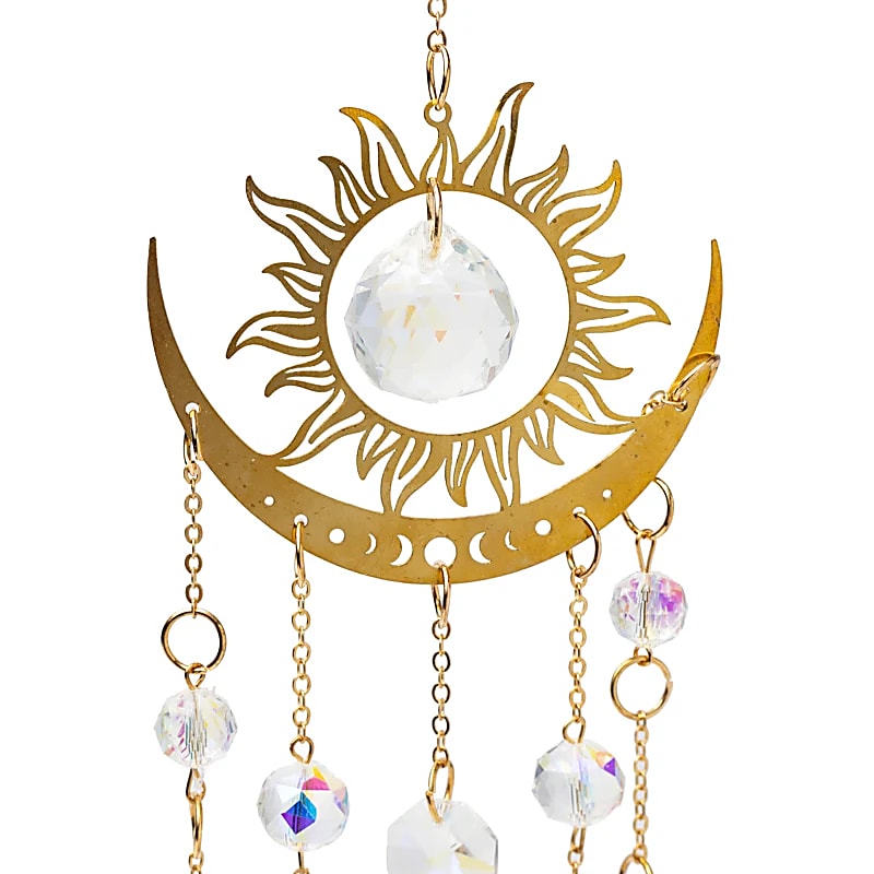 Suncatcher sun and half moon with crystal glass