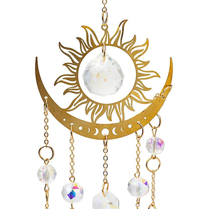 Suncatcher sun and half moon with crystal glass wholesale thumb