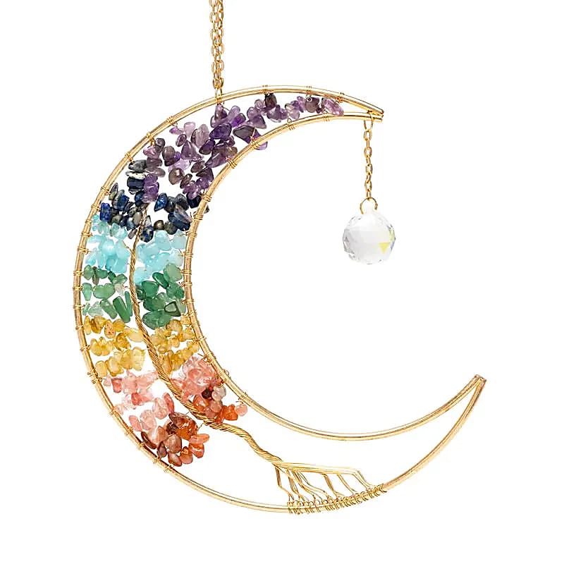 Acchiappasole luna e albero della vita con pietre chakra