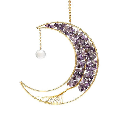 Suncatcher moon with Amethyst and Tree of Life thumb