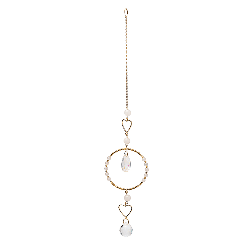 Capteur de soleil cœurs avec quartz rose et cristal