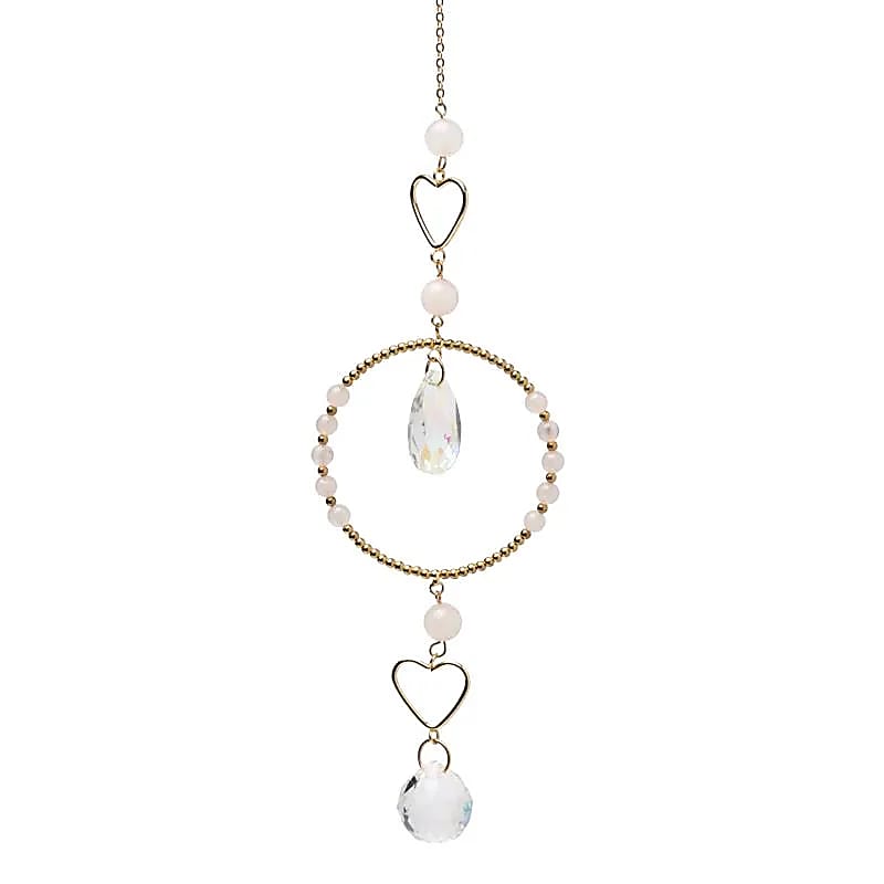 Capteur de soleil cœurs avec quartz rose et cristal