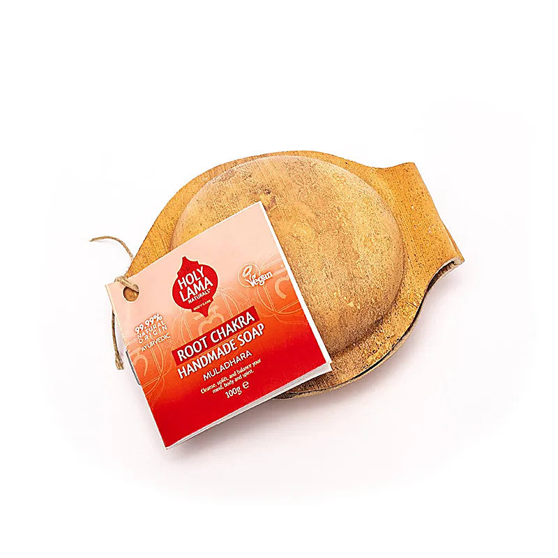 Comprar Holy Lama jabón chakra raíz en hoja de palma