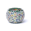 Mosaic tea light holder leaves