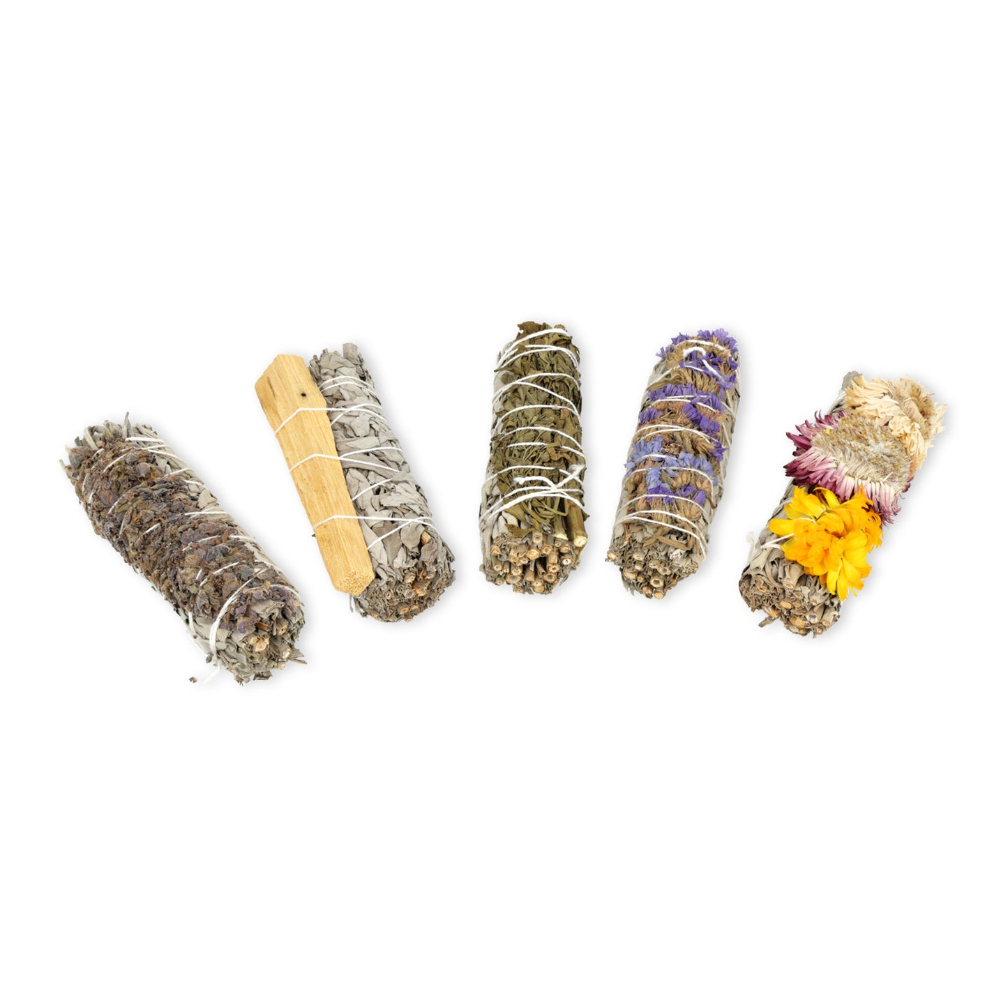 White sage & assorted herbal smudge set of 5
