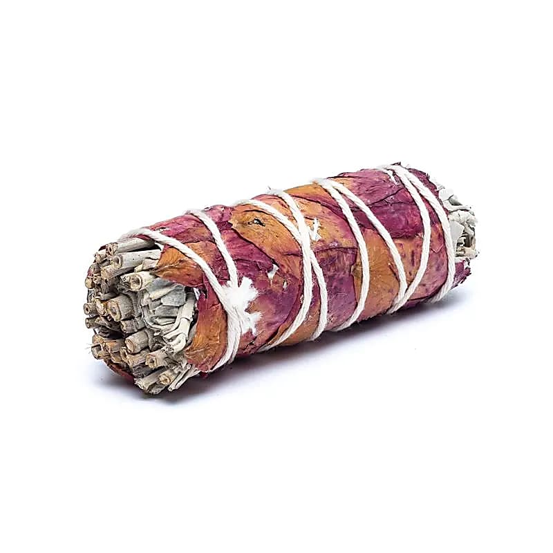 White sage smudge with rose petals S set of 2