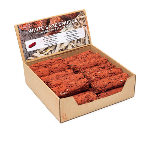 Witte salie smudge & dragon's blood S per 24 in display