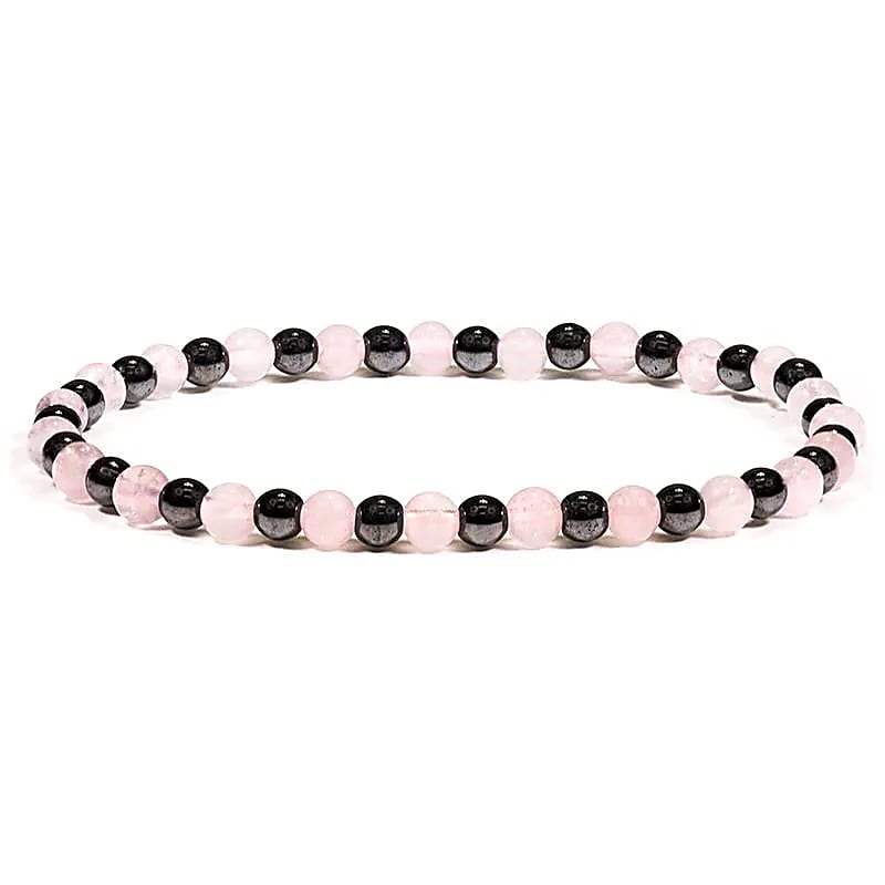 Bracelet hématite/quartz rose