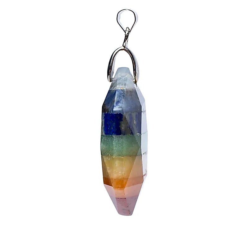 7 chakra hexagonal gemstone pendant