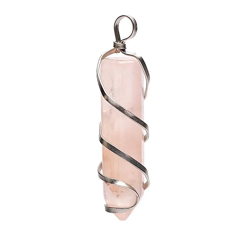 Pendentif pointe de quartz rose