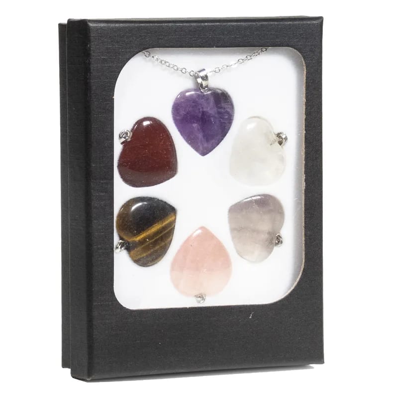 Love Heart Mineral Stones SETS in display