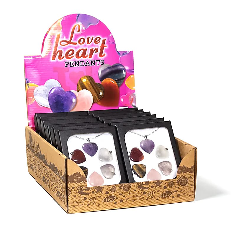 Love Heart Mineral Stones SETS in display