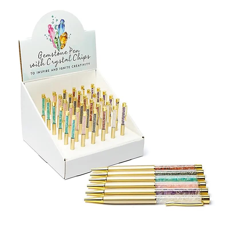 Edelsteenchips gevulde pennen assorti 36 stuks in displaydoos