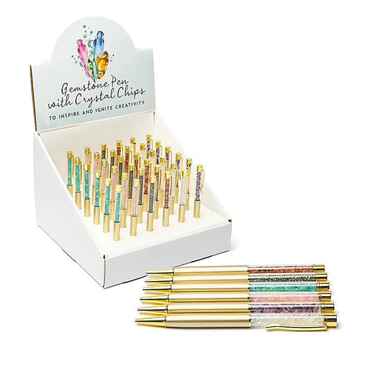 Edelsteenchips gevulde pennen assorti 36 stuks in displaydoos