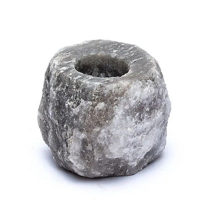 Crystal salt tea light holder grey thumb