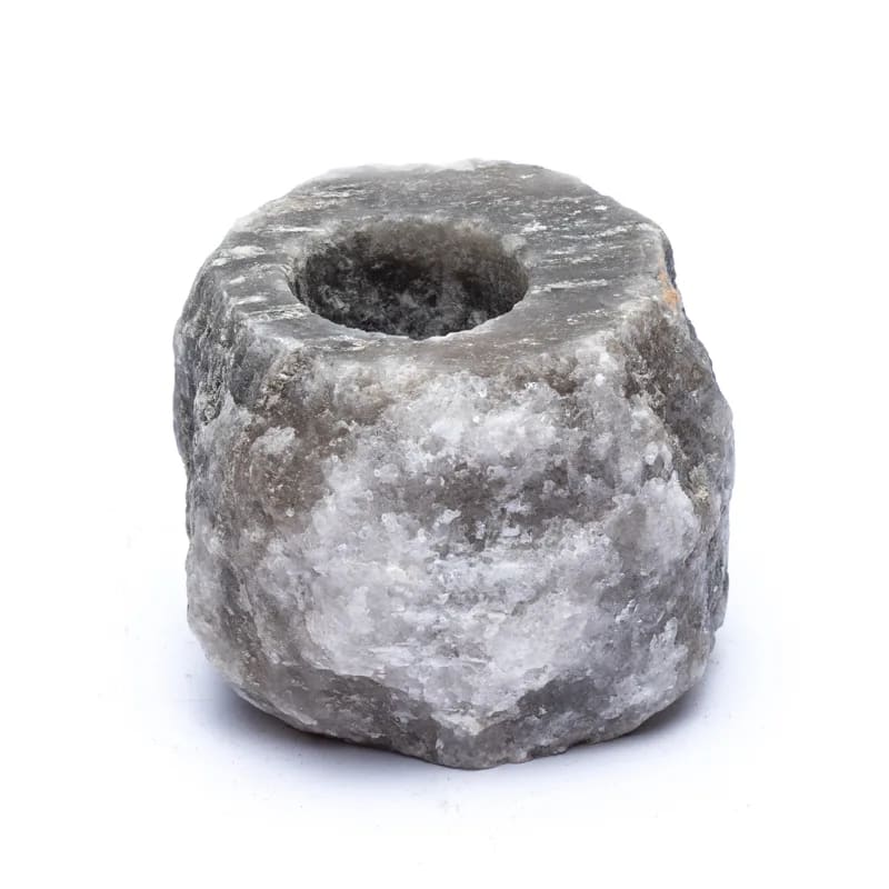 Crystal salt tea light holder grey