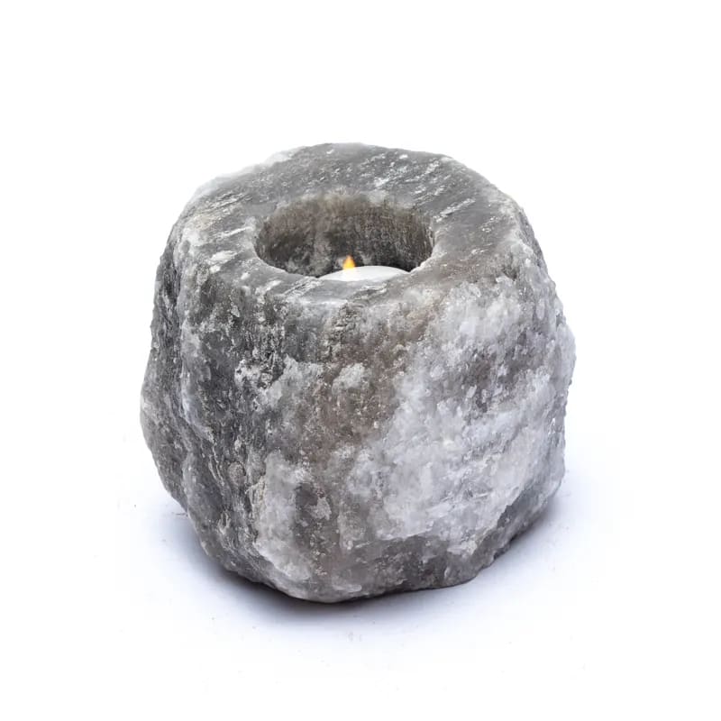 Crystal salt tea light holder grey wholesale