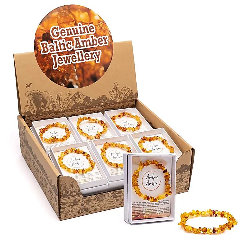 Bracelets d'ambre, 12 pièces, dans un coffret présentoir
