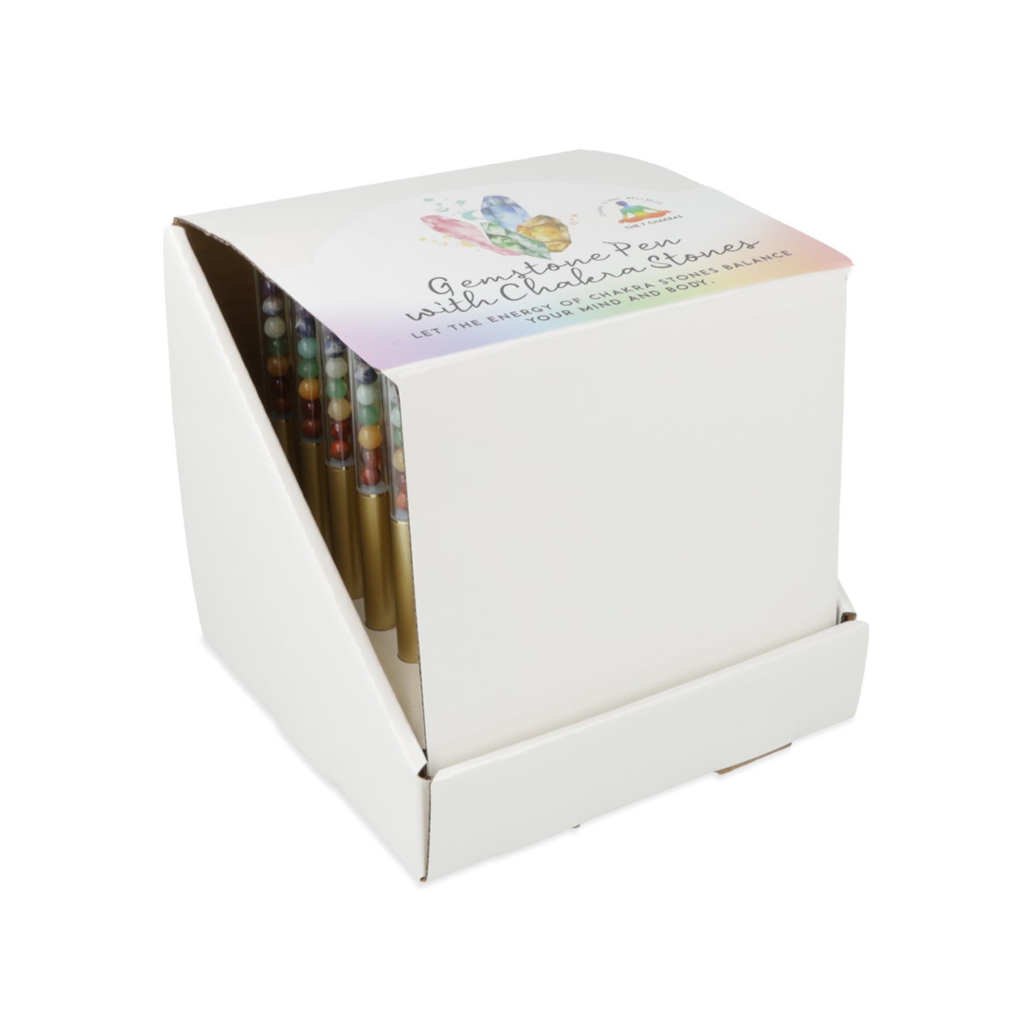 Comprar Caja expositora para bolígrafos con gemas chakra