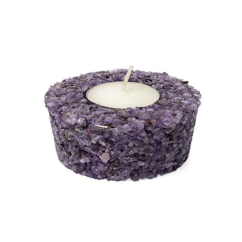 Candle holder round amethyst