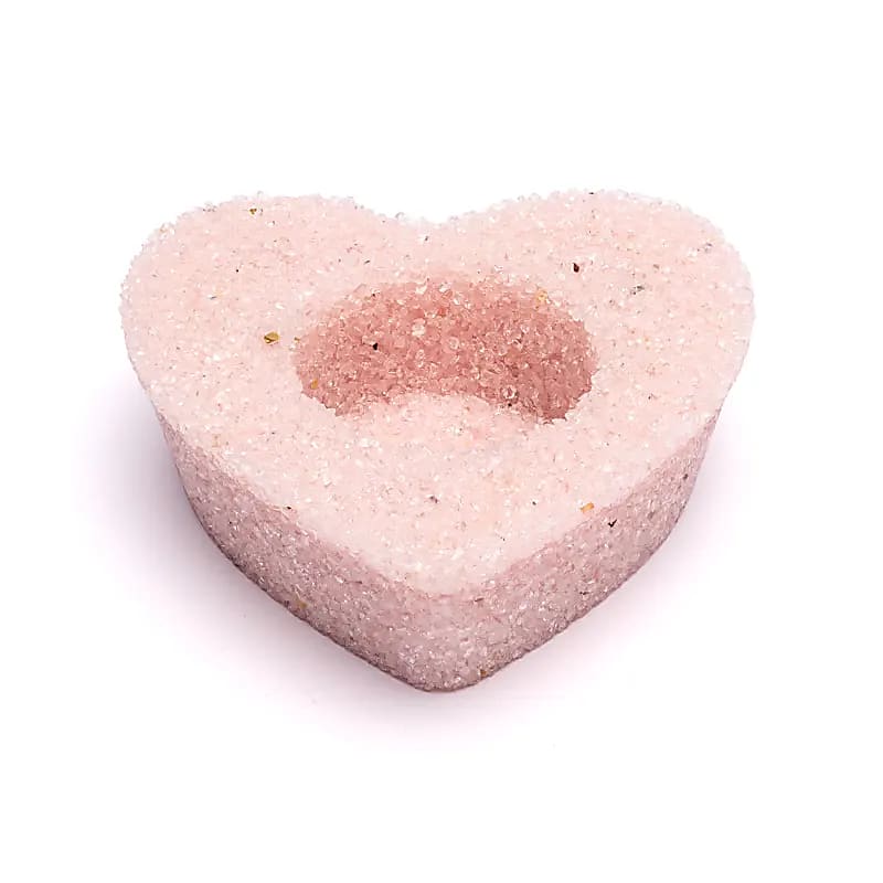 Bougeoir cœur en quartz rose
