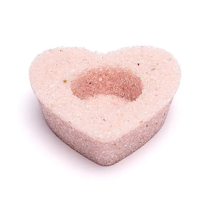 Bougeoir cœur en quartz rose de gros thumb