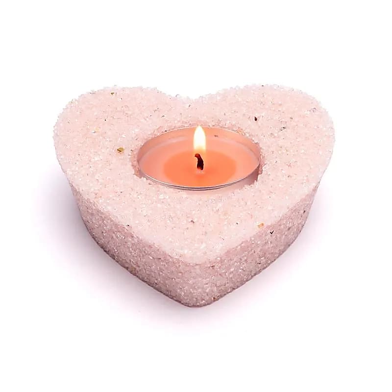 Bougeoir cœur en quartz rose