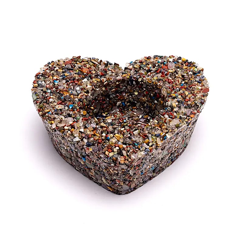 Portavelas corazón con mix de gemas al por mayor