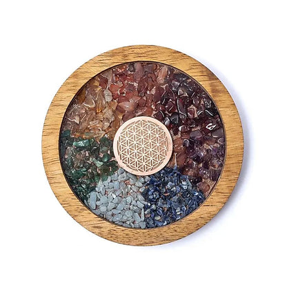 Onderzetter hout Chakra's & Bloem des Levens thumb
