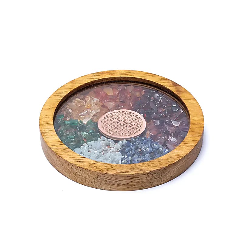 Onderzetter hout Chakra's &amp; Bloem des Levens groothandel