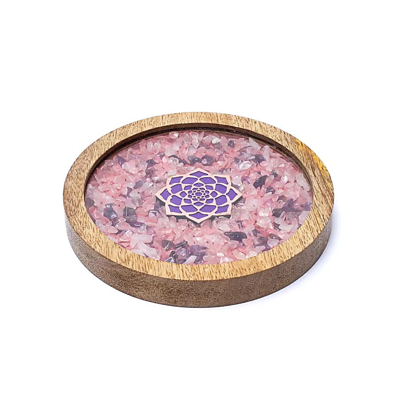 Untersetzer Holz Lotus, Rosenquarz &amp; Amethyst großhandel