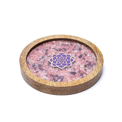 Untersetzer Holz Lotus, Rosenquarz &amp; Amethyst großhandel thumb